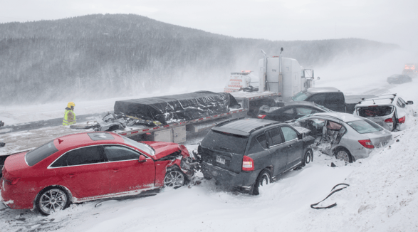 multi vehicle pileup on an icy road