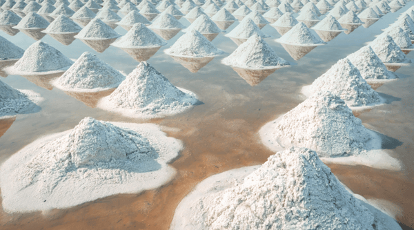 Evaporated salt in a shallow solar pool