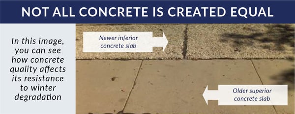 Concrete quality comparison for ice melt
