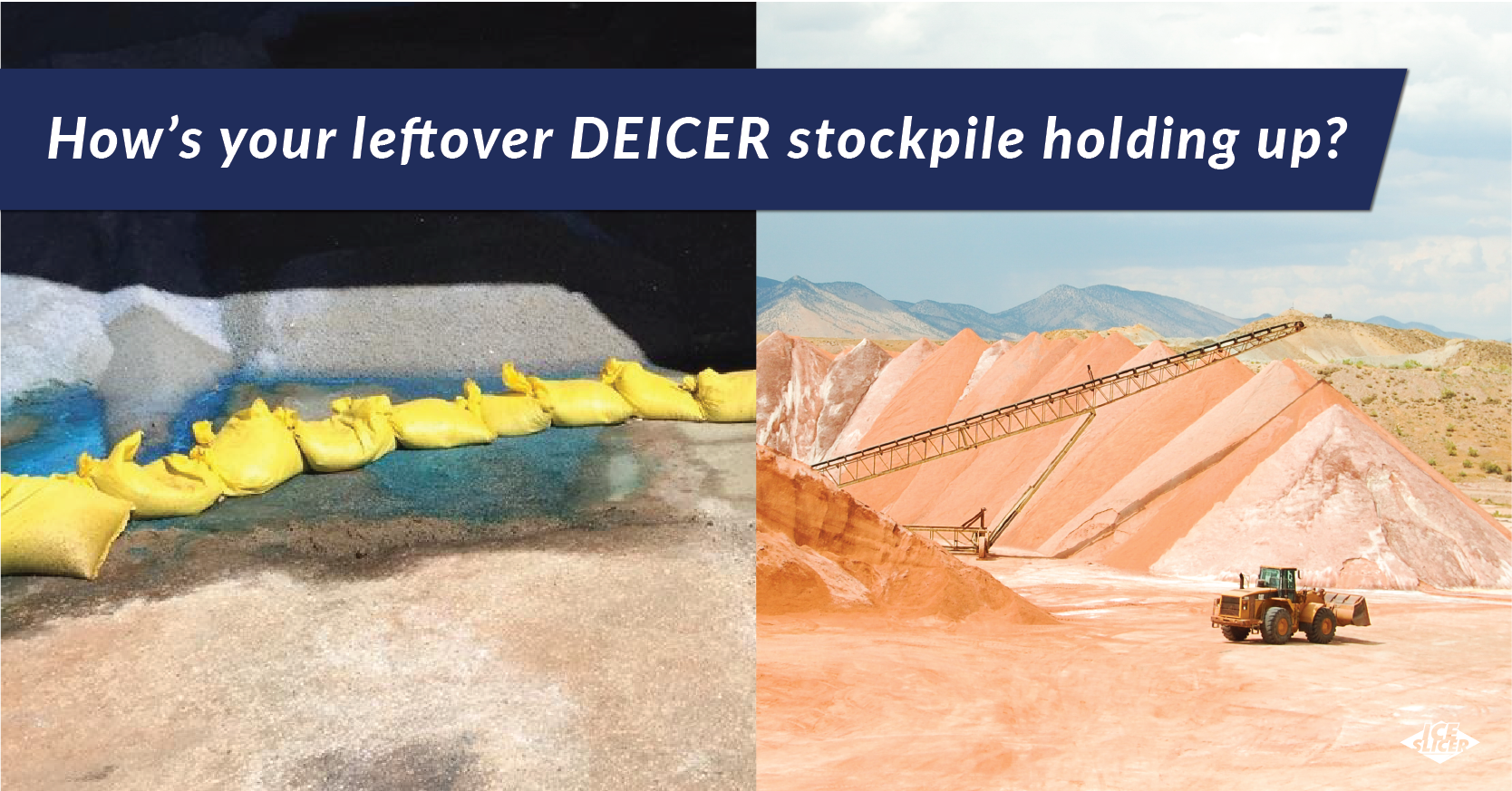 Side by side comparison of treated deicer in storage versus Ice Slicer